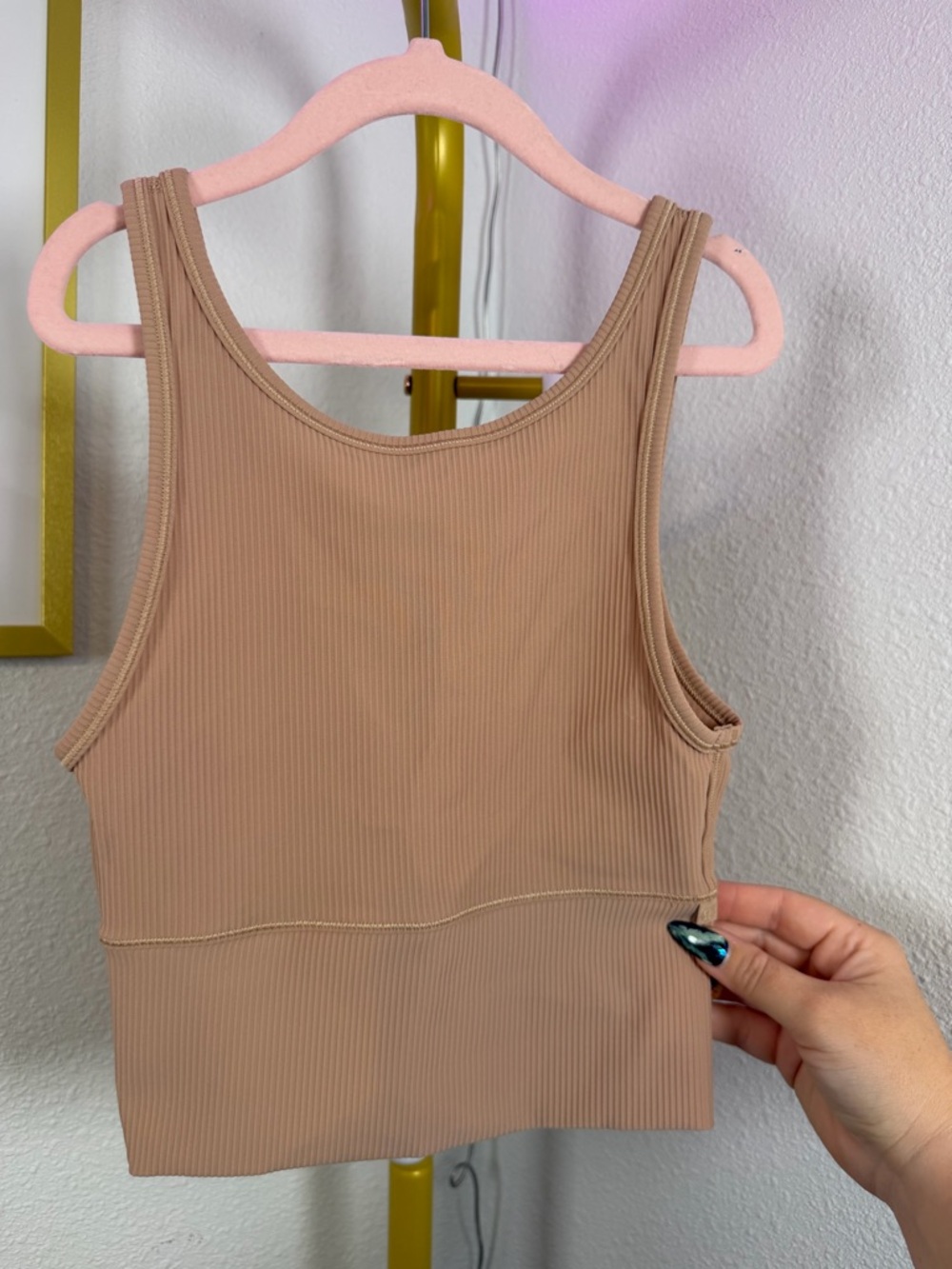 Lululemon Power Pivot Ribbed Tank Size 2 Pink Clay Butternut Reversible Longline - Picture 3 of 7